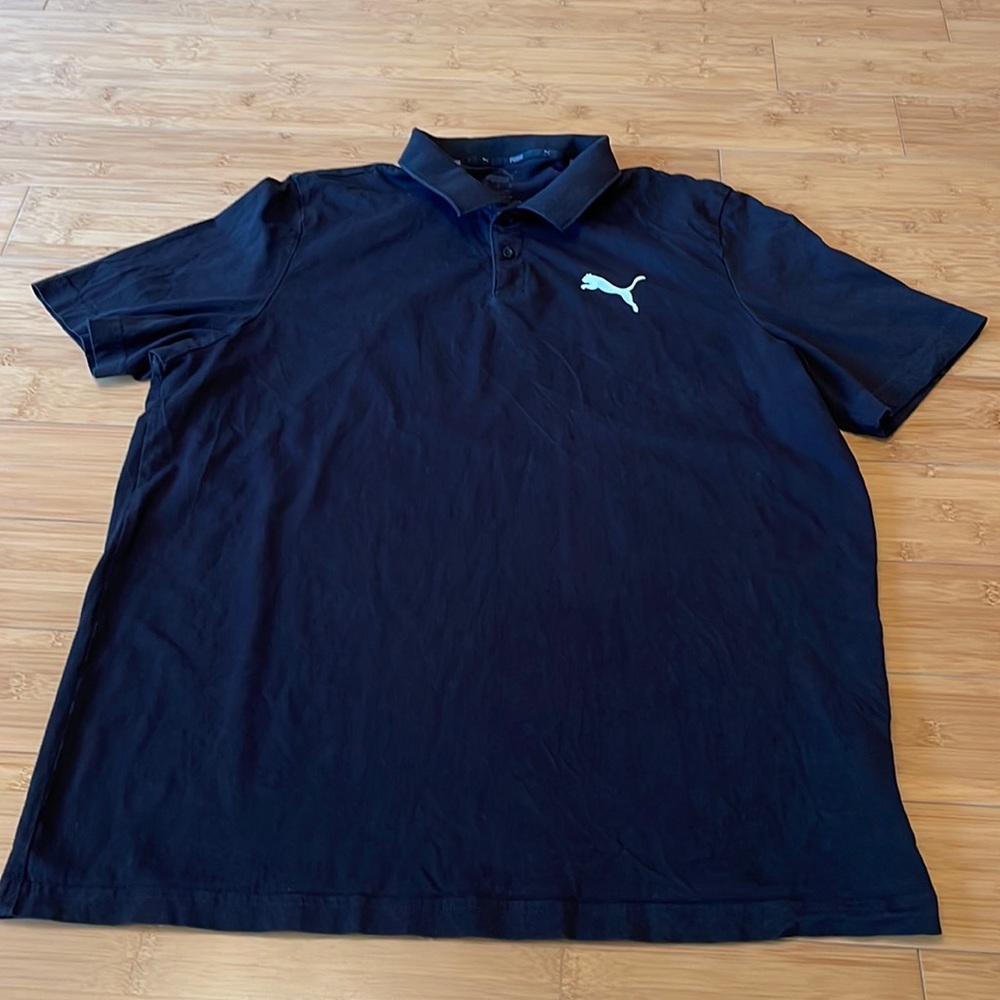 Puma Polo Shirt Mens XL Black Golf Outdoor Casual Adult